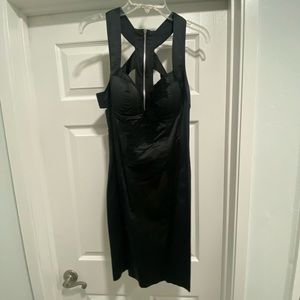 Satin and Lace Black Dress